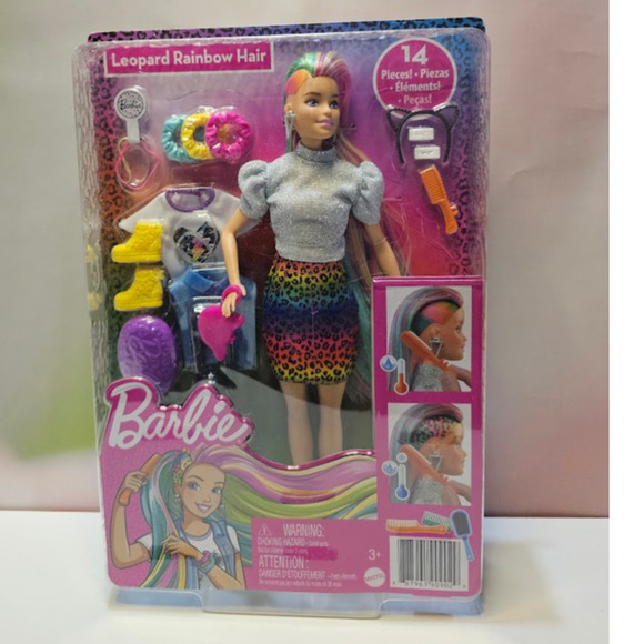 Barbie Leopard Rainbow Hair Brown Eyes NWT - Picture 1 of 10